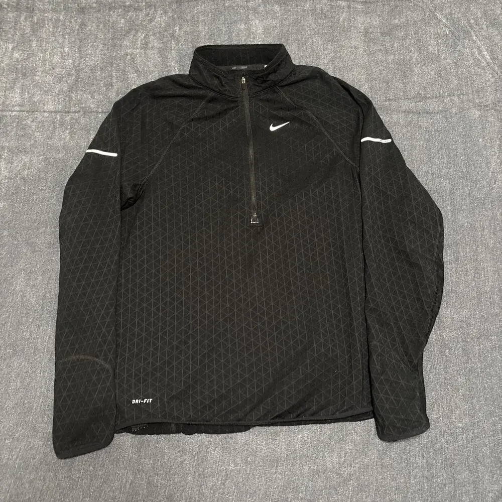 Nike Dri-FIT Element Men’s Black Half Zip Running Top Pullover Size S Reflective